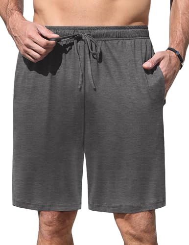 Ekouaer Schlafanzughose Herren Kurz Schlafhose Baumwolle Schlafshorts Pyjamahose Shorty Sommer Sleephose Freizeithose für Männer, Grau, M von Ekouaer