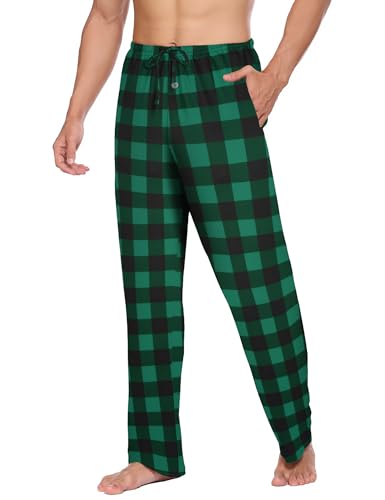 Ekouaer Schlafanzughose Herren Lang Weich Atmungsaktiv Sommerhose Herren Pyjama Hosen Herren Karierte Nachtwäsche Loungewear Grün schwarz S von Ekouaer