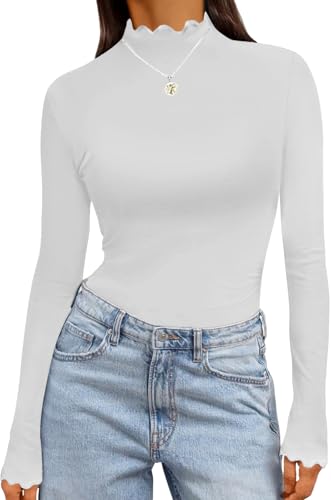 Ekouaer High Neck Top Damen Unterhemd Winter Langarmshirt Warm Thermo Rollkragenshirt Slim Fit Basic Tops 3er Pack, S-XXL von Ekouaer