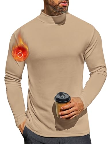 Ekouaer Langarm T-Shirt Herren Langarmshirt Lässig Thermounterhemd Winter Warm Tops Unterwäsche Oberteil Khaki S von Ekouaer