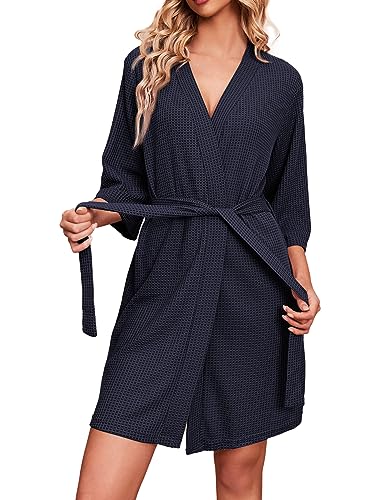 Ekouaer Morgenmantel Damen Kimono Hochzeit Dressing Gown Elegant Bademäntel Frau Negligee Sommer Große Größe Marineblau XXL Ekouaer Morgenmantel Damen Kimono Hochzeit Dressing Gown Elegant Bademäntel Frau Negligee Sommer Große Größe Marineblau XXL von Ekouaer