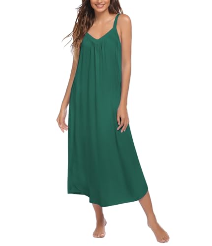 Ekouaer Nachthemd Damen Lang Ärmelloses Nachthemden V-Ausschnitt Schlafshirt Sommer Sleepshirt Damennachthemden Kurzarm, Dunkelgrün, L Ekouaer Nachthemd Damen Lang Ärmelloses Nachthemden V-Ausschnitt Schlafshirt Sommer Sleepshirt Damennachthemden Kurzarm, Dunkelgrün, L von Ekouaer