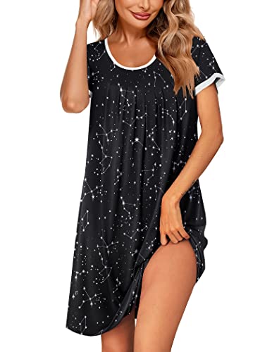 Ekouaer Nachthemd Damen große größen Sleepshirt Kurzarm Nachtwäsche Kurz Locker Bigshirt Rundhals Schlafshirt, Stern, M Ekouaer Nachthemd Damen große größen Sleepshirt Kurzarm Nachtwäsche Kurz Locker Bigshirt Rundhals Schlafshirt, Stern, M von Ekouaer