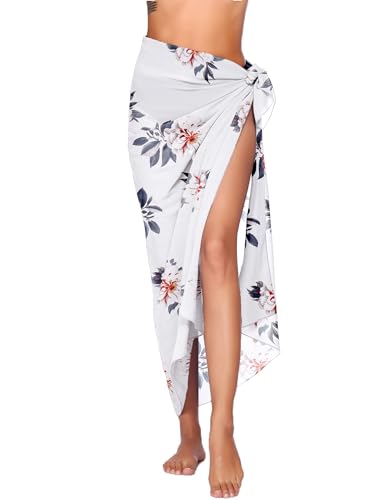 Ekouaer Sarong Pareo Damen Strand Wickelrock Sexy Bikini Vertuschen Wickelröcke Leicht Sommer Strandtuch, Blume von Ekouaer