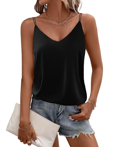Ekouaer Satin Top Damen Elegant Unterhemden Top Satin Basic Top Tanks Ärmellos Blusentop Schwarz M von Ekouaer