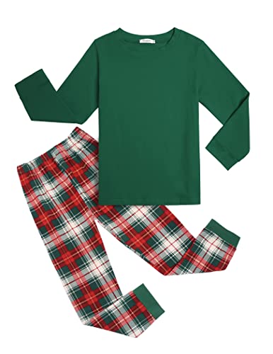 Ekouaer Schlafanzug Jungen Lang Baumwolle Pyjama Set Kinder Kinderschlafanzüge Dinosauriersaurier Bagger Feuerwehrauto Herbst Winter Nachtwäsche Grün 104/116/128 von Ekouaer