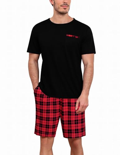 Ekouaer Schlafanzug Herren Pyjama Kurz Shorty Sommer Nachtwäsche Set Kurzarm Männer Schlafanzüge von Ekouaer