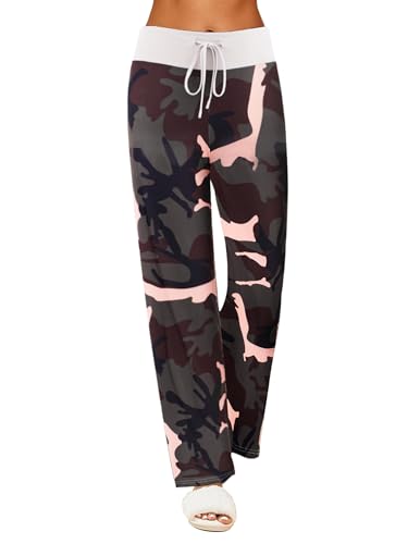 Ekouaer Schlafanzughose Damen Lang Pyjamahose Weiche Schlafhose mit Kordelzug Schlafanzughosen für Damen Tarnfarbe von Ekouaer