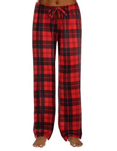 Ekouaer Schlafanzughose Damen Lang Schlafhose Damen Weich Pyjamahose Lange Hosen, Rot M von Ekouaer