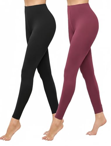 Ekouaer Thermo Leggings Damen GefüTtert High Waist Thermohose Bequeme Winter Thermoleggins Weich und Atmungsaktiv Lange Unterhose,Schwarz,XL von Ekouaer