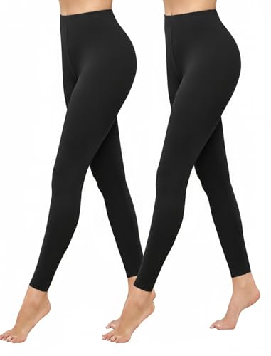 Ekouaer Thermo Leggings Damen High Waist Thermounterwäsche Warm Lang Strümpfhose Blickdicht Winter,Schwarz,XXL von Ekouaer