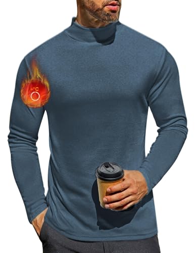 Ekouaer Thermounterhemd Herren Langarm Funktionsunterwäsche Winter Casual Langarmshirt Blau M von Ekouaer