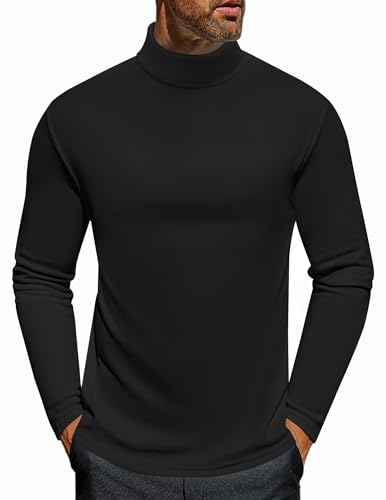 Ekouaer Thermounterwäsche Langarm Herren Oberteil Thermal Langarmshirt Warm Weich Funktionsunterwäsche, Schwarz, L von Ekouaer