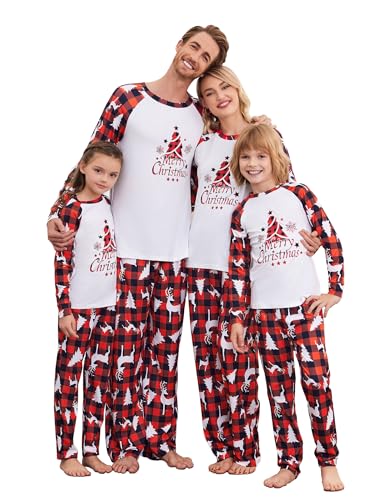 Ekouaer Weihnachten Kinder Schlafanzug Jungen Pyjama Langarm Baumwolle Mädchen Zweiteilig Schlafanzüge Set Winter Nachtwäsche von Ekouaer