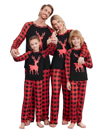 Ekouaer Weihnachts Schlafanzug weihnachtspyjama Familie Set weihnachtsanzug Herren Damen Partner Pyjama von Ekouaer