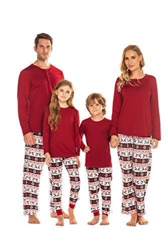 Ekouaer Weihnachts Pyjamas Kinder Lang Schlafanzug Winter Mädchen Junge Familie Set Lustig Rentier 130 von Ekouaer