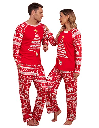 Ekouaer Weihnachts Schlafanzug weihnachtspyjama Familie Set weihnachtsanzug Herren Damen Partner Pyjama von Ekouaer