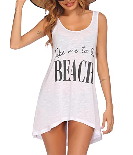 Ekouaer Damen Strandkleid Sommerkleid Strandponcho Boho Strandtunika Bikini Cover-Ups Badeanzug Beachwear Bademode Kurze Kleid,A-weiß, XXL Ekouaer Damen Strandkleid Sommerkleid Strandponcho Boho Strandtunika Bikini Cover-Ups Badeanzug Beachwear Bademode Kurze Kleid,A-weiß, XXL von Ekouaer