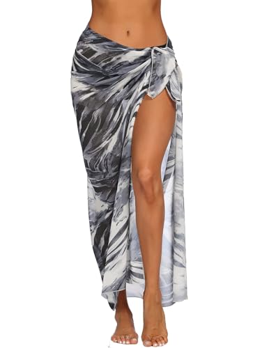 Wickeltuch Strand Damen Sarong Strandkleid Wickelrock Bikini Rock Badeanzug Cover up Wrap Strandtuch, Tuschemalerei von Ekouaer