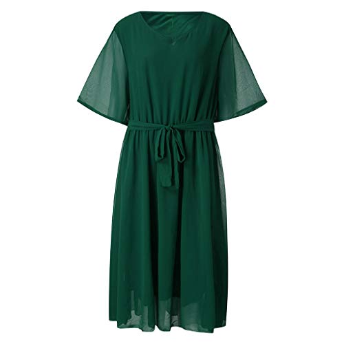 Damen Elegant Kleider Empire-Taille mit Halbarm Lange Boho Chiffon Plus Size Brautjungfer Abend Party Maxikleider Gr. XXX-Large, grün von Ekrfxh