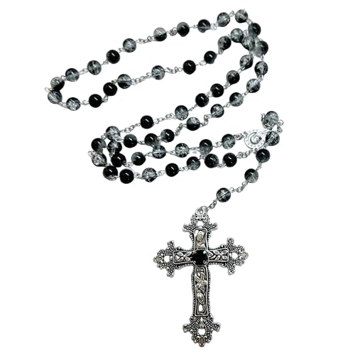 Ekwikzz Dark Punk Gothic Lolita Halskette – Edelsteinperlen mit Kruzifix-Kreuz, katholischer Kristall-Rosenkranz, einzigartige Perlenschmuck, Geschenke für Frauen, lange Halsketten-Serie, Edelstahl Ekwikzz Dark Punk Gothic Lolita Halskette – Edelsteinperlen mit Kruzifix-Kreuz, katholischer Kristall-Rosenkranz, einzigartige Perlenschmuck, Geschenke für Frauen, lange Halsketten-Serie, Edelstahl von Ekwikzz