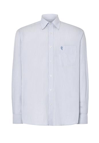El Búho Nocturno Hemd Herren Langarm Sommer Popeline Gestreift Easy Iron Extra Soft Trachtenhemd Herren mit Tasche, 50% Viskose aus Bambus, 50% Polyester, Blau 0304, 3XL von El Búho Nocturno