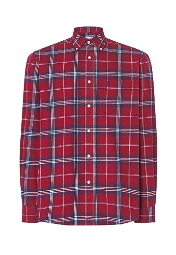 El Búho Nocturno - Herren Hemd Flanell mit Täsche Baumwolle Doppelgekämmt Rot 100% Baumwolle Größe 7 (XXXL) von El Búho Nocturno