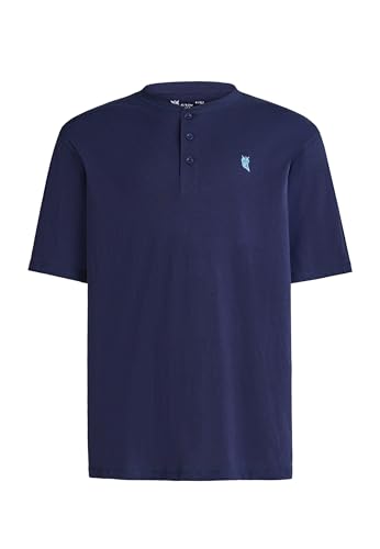 El Búho Nocturno T-Shirt Herren Pyjama Kurzarm Baumwolle Gestrickt Einfarbig Herren Schlafshirt, 100% Baumwolle, Blau 7631, XL von El Búho Nocturno