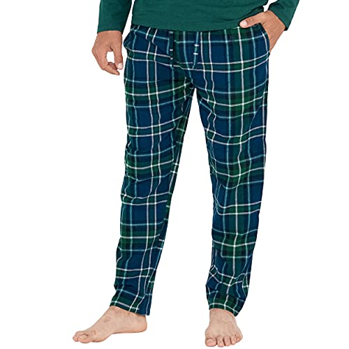 El Búho Nocturno Schlafanzughose Herren Lang Kariert Baumwolle Flanell Pyjamahose Kurz Pyjama Unterteile Nachtwäsche Für Herren, (Pyjamahose Flanell Grün 8807_46), (L) von El Búho Nocturno