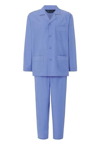 El Búho Nocturno Schlafanzug Herren Lang Revers Fil-à-Fil Einfarbig Gewebt Pyjama Herren, 60% Baumwolle, 40% Polyester, Blau 1515, XXL von El Búho Nocturno