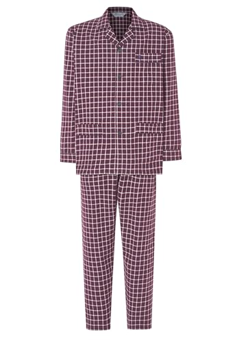 El Búho Nocturno Schlafanzug Herren Lang Flanell Kariert Winter Baumwolle Revers Pyjama Herren, 100% Baumwolle, Rot 2814, XL von El Búho Nocturno