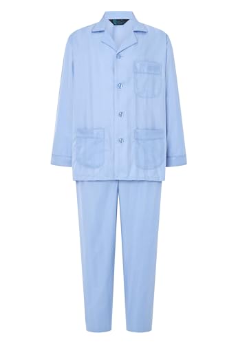 El Búho Nocturno Schlafanzug Herren Lang Satin Gestreift Revers Pyjama Herren, 60% Baumwolle, 40% Polyester, Blau 1508, XXL von El Búho Nocturno