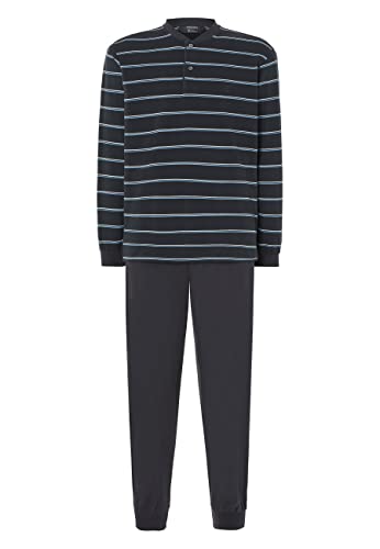 El Búho Nocturno Schlafanzug Herren Winter Baumwolle Gestrickt Muster Premium Pyjama Herren Made in Portugal, 100% Baumwolle, Grau 55025, M von El Búho Nocturno