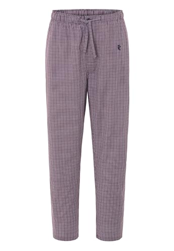 El Búho Nocturno Schlafanzughose Herren Baumwolle Lang Popeline Kariert Herren Pyjamahose, 100% Baumwolle, Rot 8985, L von El Búho Nocturno