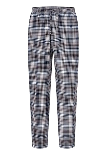 El Búho Nocturno Schlafanzughose Herren Flanell Kariert Baumwolle Winter Herren Pyjamahose, 100% Baumwolle, Grau 8897, M von El Búho Nocturno