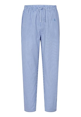 El Búho Nocturno Schlafanzughose Herren Baumwolle Lang Popeline Gestreift Herren Pyjamahose, 100% Baumwolle, Blau 8917, M von El Búho Nocturno