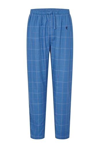 El Búho Nocturno Schlafanzughose Herren Baumwolle Lang Popeline Kariert Herren Pyjamahose, 100% Baumwolle, Blau 8918, XL von El Búho Nocturno