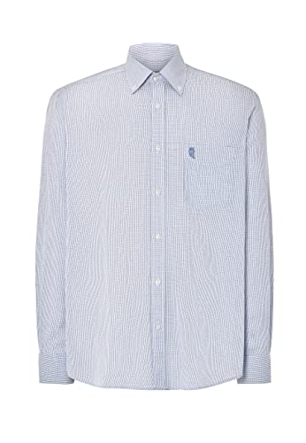 El Búho Nocturno Hemd Herren Langarm Sommer Popeline Kariert Easy Iron Extra Soft Trachtenhemd Herren mit Tasche, 50% Viskose aus Bambus, 50% Polyester, Blau 0305, 3XL von El Búho Nocturno