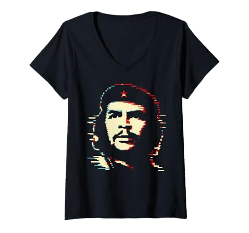 Damen Che Guevara Shirt Rebel Icon Pixel Art Glitch Pop Art Retro T-Shirt mit V-Ausschnitt Damen Che Guevara Shirt Rebel Icon Pixel Art Glitch Pop Art Retro T-Shirt mit V-Ausschnitt von El Che Revolution Vintage Tees...