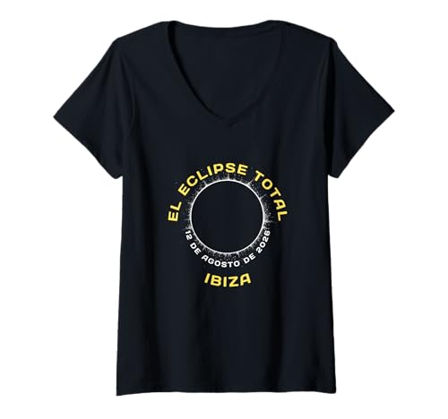 Damen Ibiza Espana Spanien Sonnenfinsternis Totalität 12. August 2026 T-Shirt mit V-Ausschnitt Damen Ibiza Espana Spanien Sonnenfinsternis Totalität 12. August 2026 T-Shirt mit V-Ausschnitt von El Eclipse Total Ibiza Spain 12.08.2026