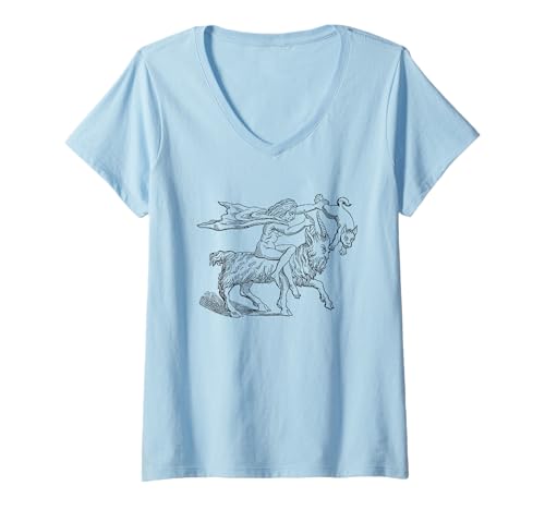 Damen Antike Kunst Hexerei Hexe Dämon Ziege Katze Gothic Horror T-Shirt mit V-Ausschnitt Damen Antike Kunst Hexerei Hexe Dämon Ziege Katze Gothic Horror T-Shirt mit V-Ausschnitt von El Finofaurio