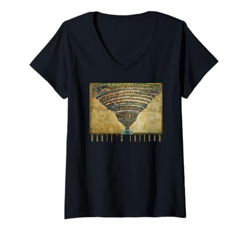 Damen Karte der Hölle von Botticelli. Die Göttliche Komödie Dante T-Shirt mit V-Ausschnitt von El Finofaurio