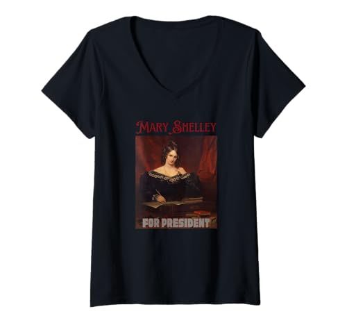 Damen Mary Shelley gotische Schriftstellerin Frankenstein Feminismus Humor T-Shirt mit V-Ausschnitt Damen Mary Shelley gotische Schriftstellerin Frankenstein Feminismus Humor T-Shirt mit V-Ausschnitt von El Finofaurio