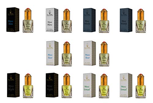 Moschus Männer Duftset - 10x 5ml Parfum (FEIN & MASKULIN) - El Nabil Misk Musk - Parfüm Öl für Herren von EL NABIL