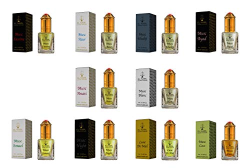 Premium Moschus UNISEX Duftset - 10x 5ml Parfum (TOP 10 MIX) - El Nabil Misk Musk - Parfüm Öl für Herren & Damen von EL NABIL