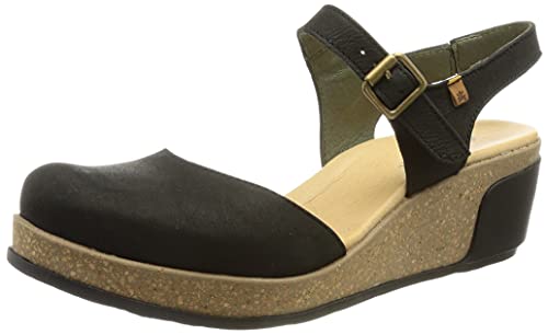 El Naturalista Damen Sandaletten Leaves, Frauen Sandalen,Freizeitschuhe,offene,Schuhe,Strandschuhe,bäckersandalen,bequem,Woman,Black,41 EU / 7.5 UK von El Naturalista