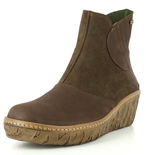 El Naturalista N5132 Myth Yggdrasil Komfortable Damen Stiefelette, Bootie, Ankle Boot, Schlupfstiefel, wasserfest, atmungsaktiv, Klettverschluss, Keilabsatz, Wedge Absatz Braun (Brown), EU 40 von El Naturalista