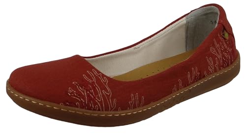 El Naturalista N5600T Seaweed Canvas Carrot/Coral Orange Damen 37 Ballerinas Elastisch von El Naturalista