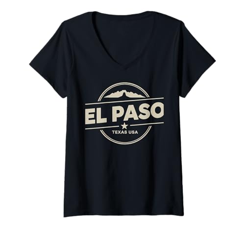 Damen EL Paso, Texas, USA, Städtereisen in den Bergen T-Shirt mit V-Ausschnitt Damen EL Paso, Texas, USA, Städtereisen in den Bergen T-Shirt mit V-Ausschnitt von El Paso Texas Travel City Mountain Explorer Star