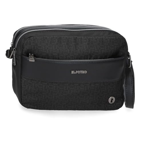 El Potro Luna Umhängetasche, lässige Tasche aus Polyester und PU, breite und verstellbare Träger, die Sich anpassen, Fronttasche von Joumma Bags, Schwarz, Talla única, Umhängetasche von El Potro
